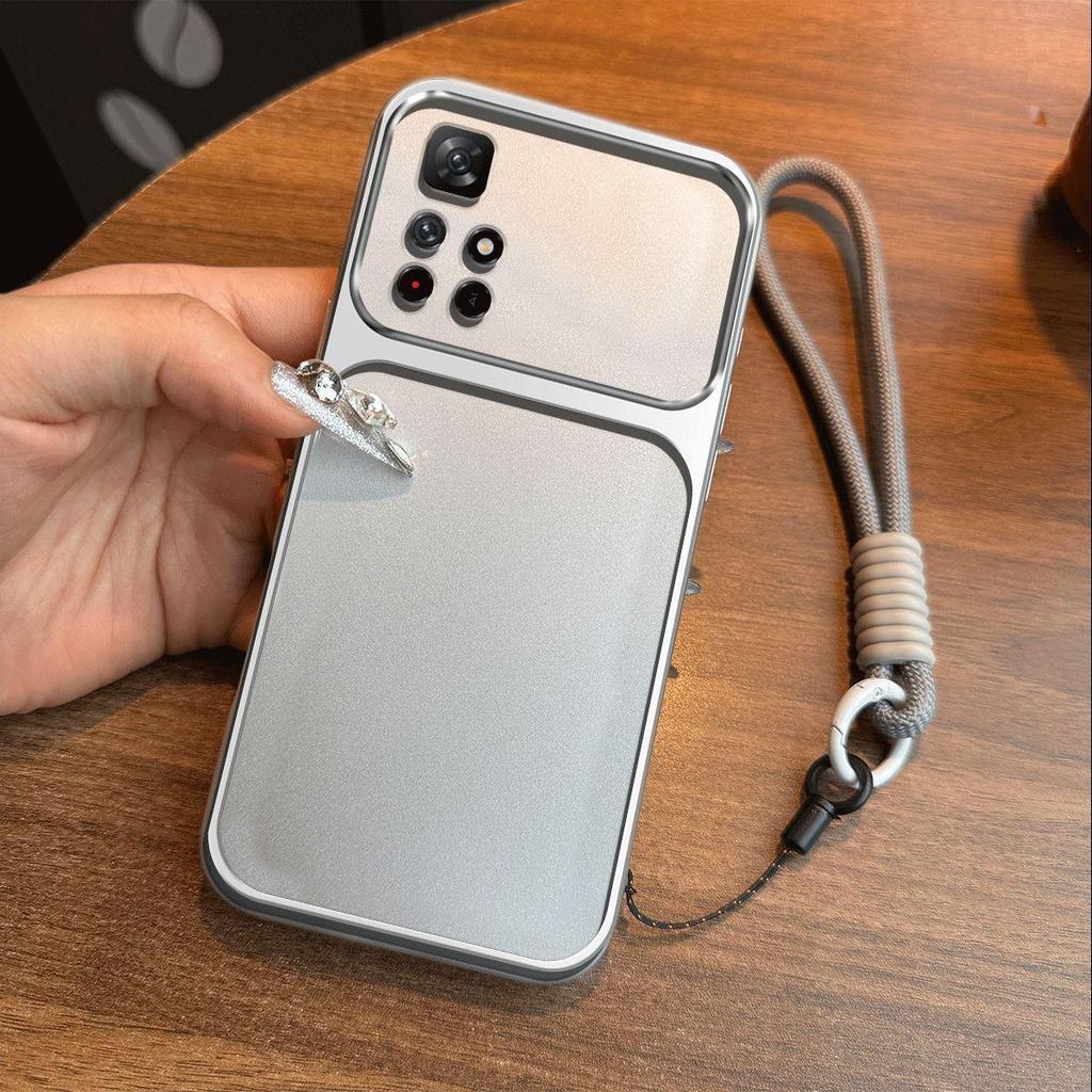 Luxury Big Window Phone Case with Lanyard for Xiaomi Redmi Note 11S 5G Premium Textured Casing