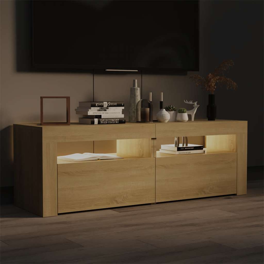 TV Cabinet with LED Lights Sonoma Oak 120 x 35 x 40 cm