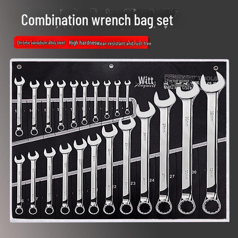 

Plum Blossom Double-Purpose Wrench Set: 6-32mm High Hardness, Rust-Proof, Dull Head with Cloth Bag