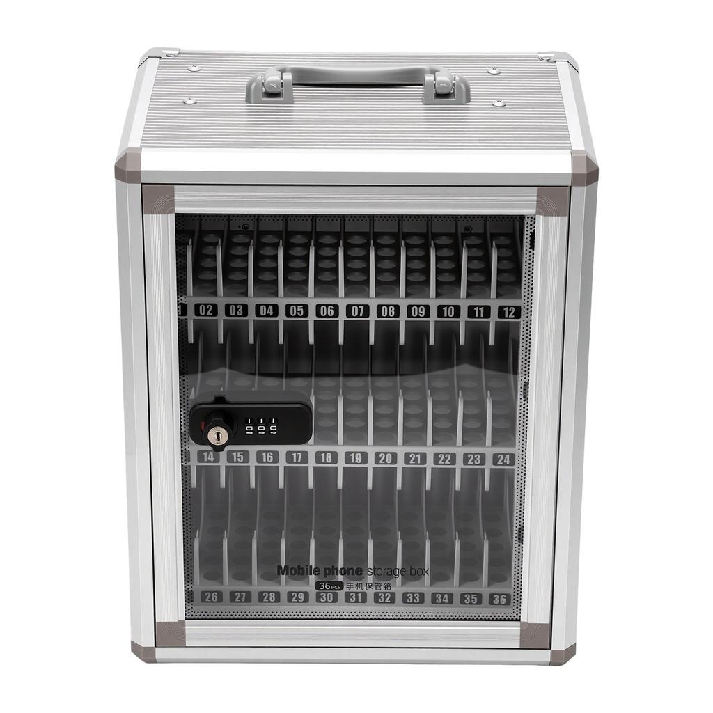 Cell Phone Locker 36 Slots Wall Mountable Phone Storage Cabinet with Mechanical Password Lock and Emergency Key for