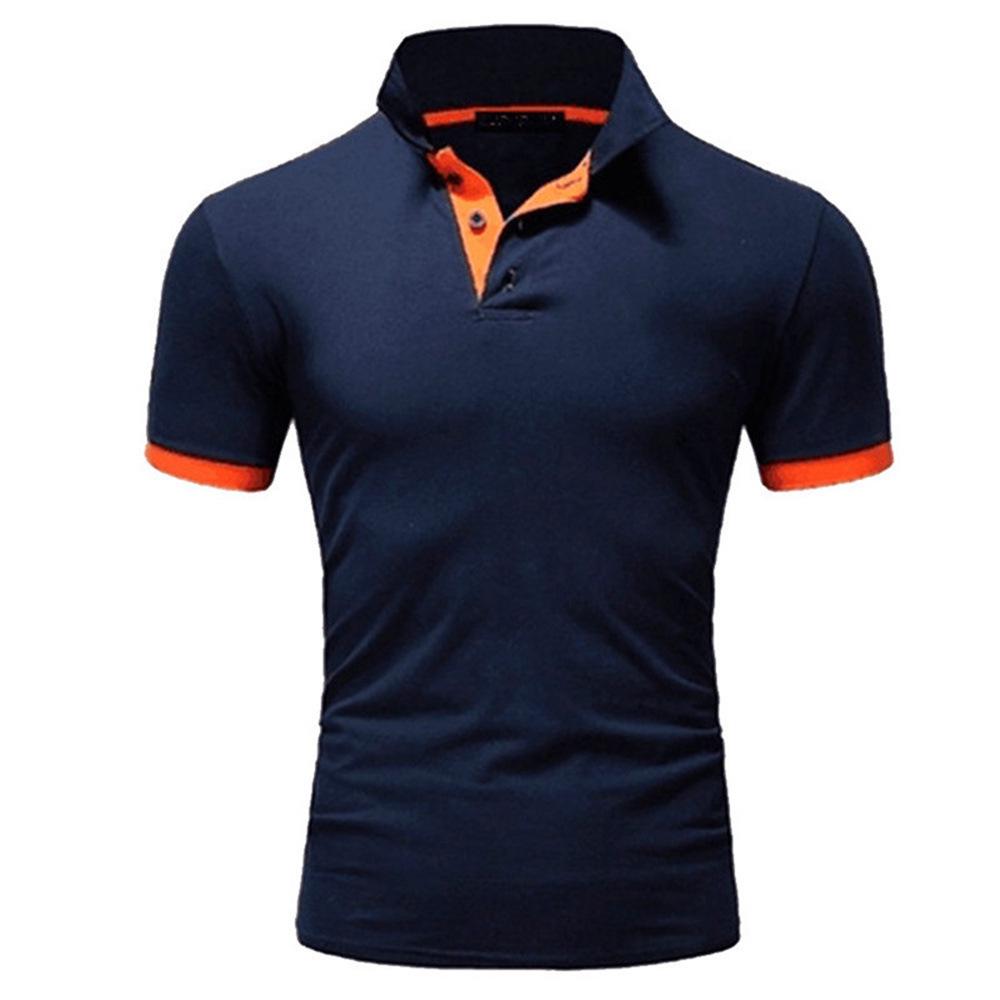 Men s Summer Plain Color Casual Short-Sleeved Polo Shirt XXXL