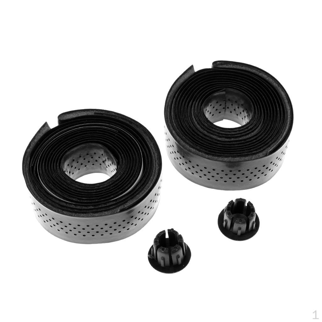 

2 Pcs Handlebar Tape With Plugs Shockproof Bicycle Accessories Black