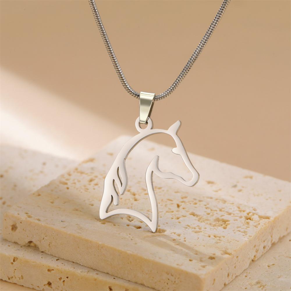 My Shape Horse Earrings Women Stainless Steel Animal Horse Head Shape Pendants Chain Jewelry for Horse Lover Gifts Wholesale