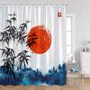 Japanese Style Shower Curtains Fuji Mount Great Waves Bamboo Red Sun Bathroom Curtain Japan Fabric Home Decorations For Bathtub