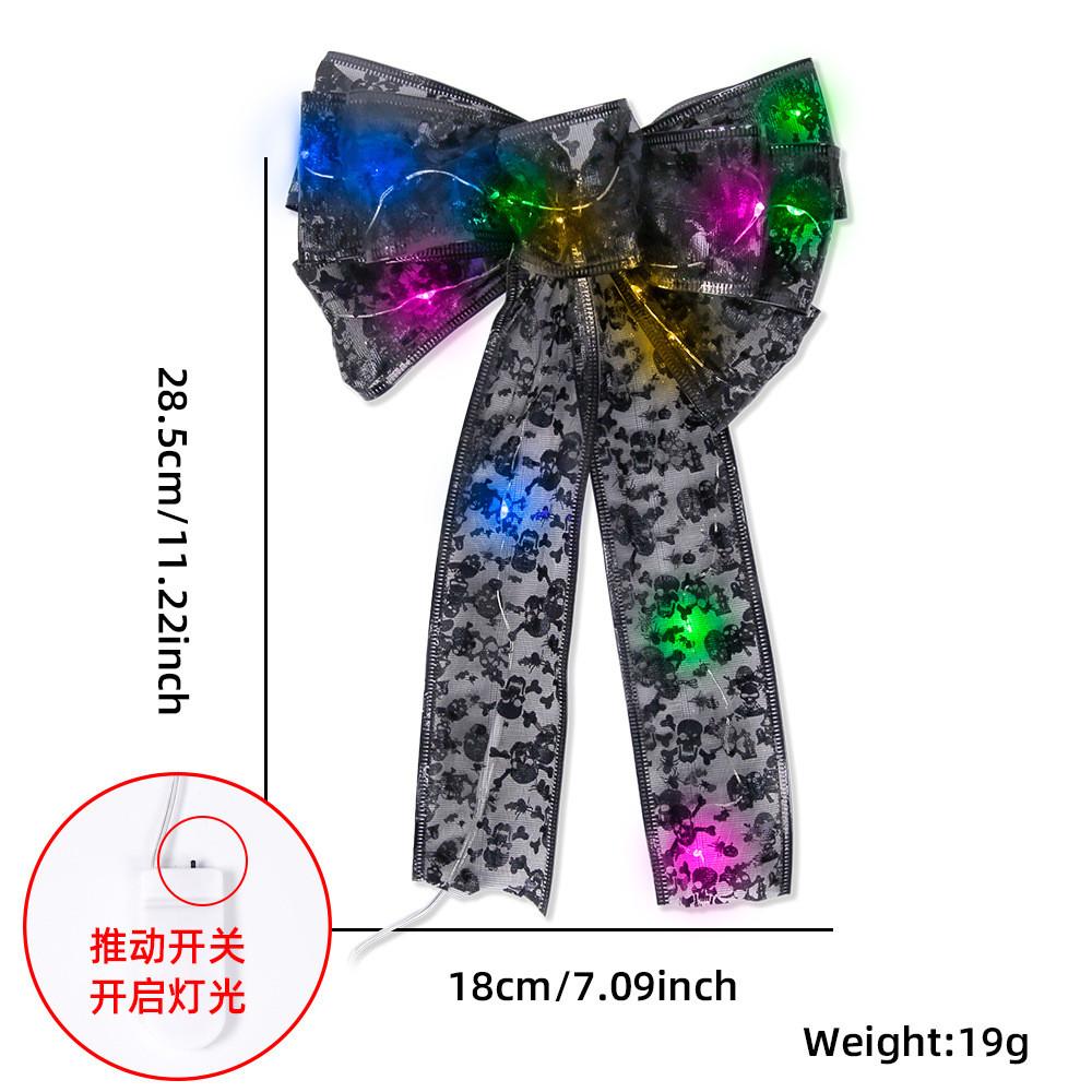 Halloween Stunning Bow Decoration With Glowing Skeleton And Pumpkin Designs For Parties Festive