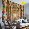2D Indian Temple Corridor Backdrop, Colorful Ornate Pillar for Hindu Festival Photography