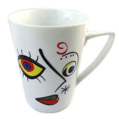 [P0995] - Porcelain Mug 'Arty' Face - 12x9 Cm