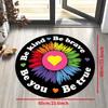 Motivational "Be Kind Be Brave" Doormat, Rainbow Floral Inspirational Mat, Non-Slip Pastel Decor for Bedroom, Home Office