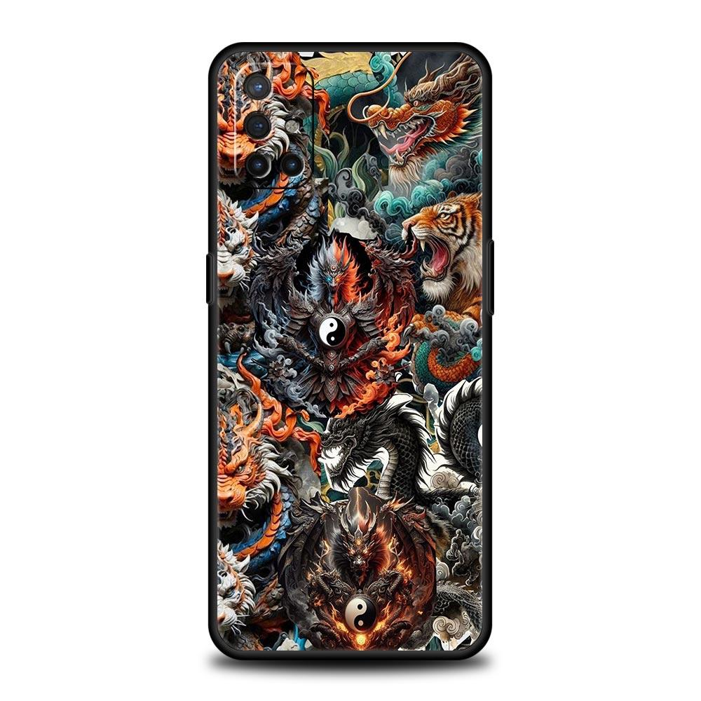 Phone Case For Oneplus 13R 13 12 10T 11 R10 Nord N100 N200 N10 9 9R CE 2 3 Z Pro Lite Soft TPU Chinoiserie Loong Flower Dragon