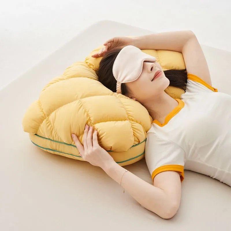 48x74cm Soft Crispy Pineapple Bun Pillow for Neck Protection Sleeping Pillow Home Decoration Pillow Soft Fluffy Comfortable Breathable Pillow Core