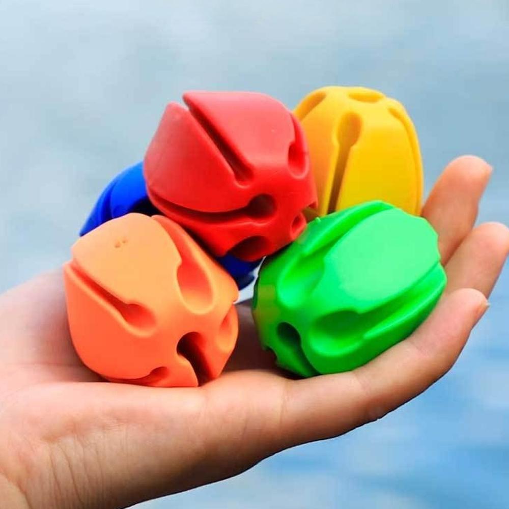 5pcs Silicone Fishing Rod Holder Ball Straps 5 Hole Lightweight Fishing Tackle Ties Organizer Storage Racks Fishing Accessories