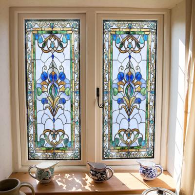 Gizlilik Pencere Filmi Vintage Vitray Tarzı Statik Pencere Yapışkanı Dolap Banyo Mutfak Kapı Paneli için Dekoratif Cam Sticker