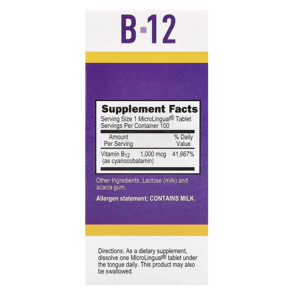 Superior Source Cyanocobalamin B-12 1000mg MicroLingual Instant Dissolve Tablets, 100 Count