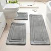 3pcs Memory Foam Bath Mat Set 25D Density Super Absorbent Non-slip Bathroom Rugs Soft Shower Carpet for Tub Toilet Floor