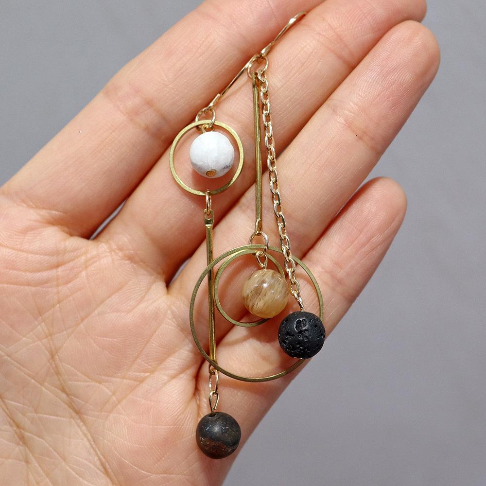 Handcrafted Solar System Earrings with Natural Beads