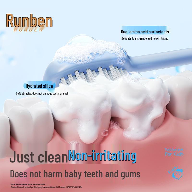 Runben Fluoride Toothpaste for Kids 3-12 Years | Anti-Cavity & Anti-Sugar Formula for Tooth Replacement Period