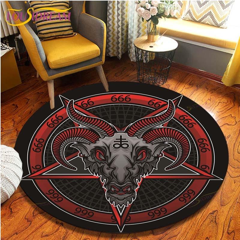 Satan Skull 3D Print Waterproof and Non-slip Circle Cute Floor Rug Round Area Rugs Living Room Children Chair Tent Carpets