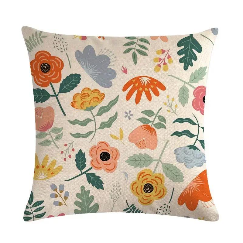 Plant Flowers Bird Linen Pillowcase Furniture Decoration Living Room Bedroom Sofa Car Cushion Pillowcase 45*45Cm
