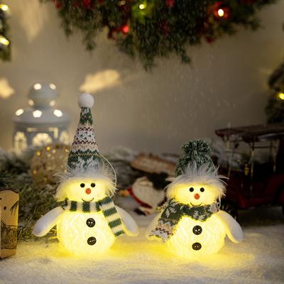 LED Lighed Christmas Snowman Doll Decorations Luminous Doll Christmas Snowman Ornaments With Lights Night For Bedroom