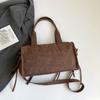 Suede Tote Bag Women's Fashion Shoulder Bag with Lace Up Detail and Adjustable Crossbody Strap