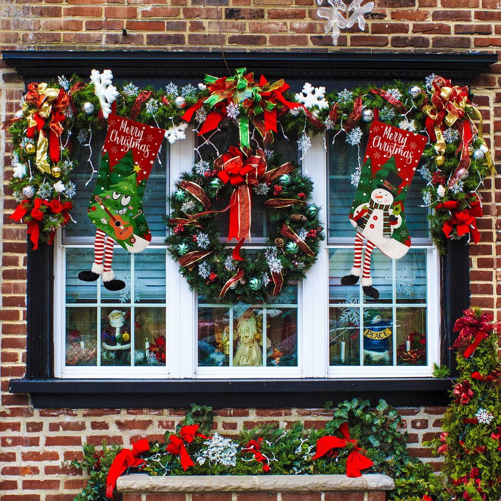 4 st Julstrumpor Bekväma Söta Tecknade Älg Gammal Man Julgran Snögubbe Dekorativa Strumpor för Jul