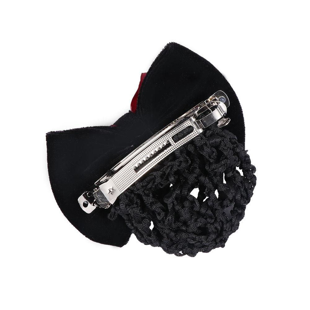 Fashion Bow Satin Rhinestone Barrette Net Bun Snood Hair Clip Cover Bowknot Hair Accessories