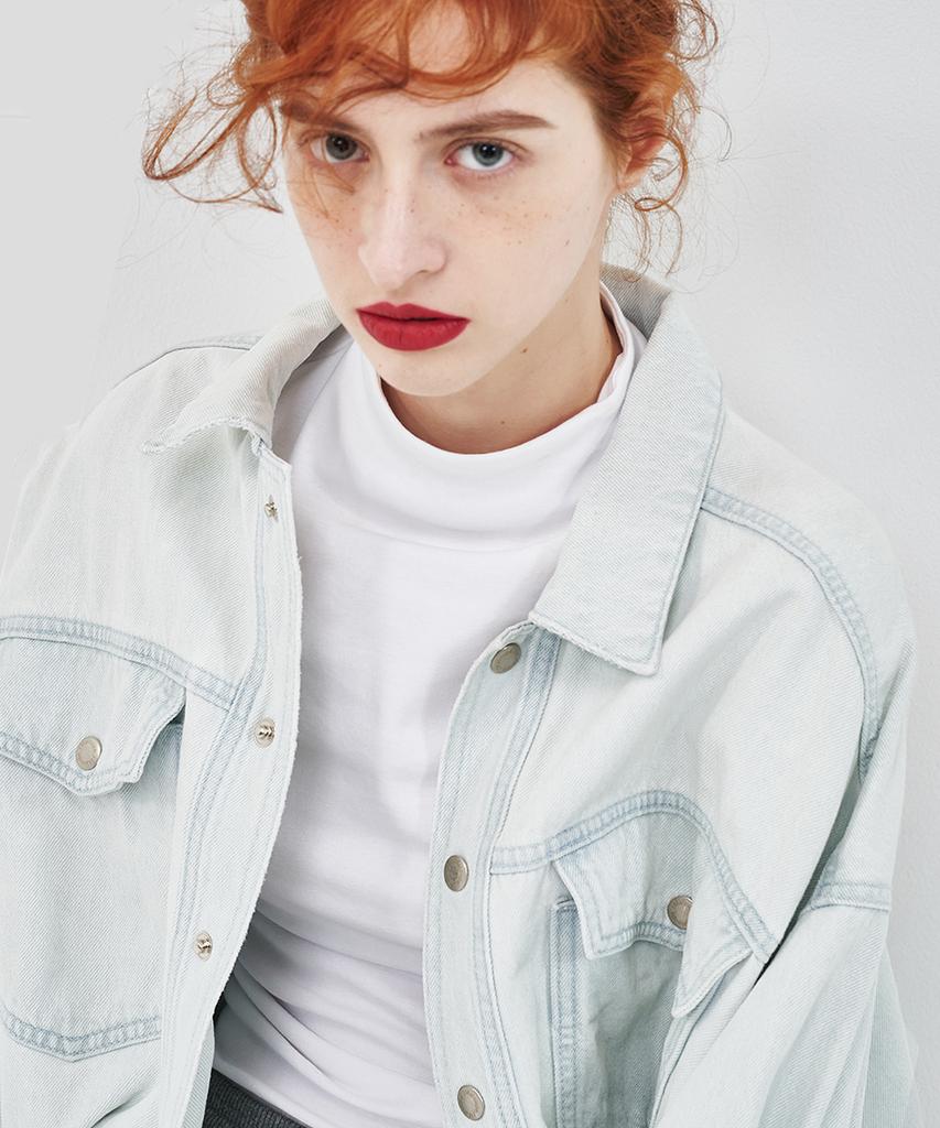 Maloupe 9401 Oversized Denim Short Jacket (Light Indigo)