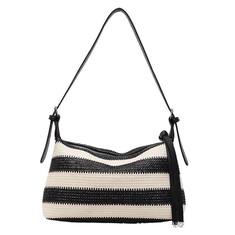 Bag Women's 2025 New Colorful Straw Portable Bucket Bag Casual Beach Resort Style Woven One Shoulder Crossbody Bag