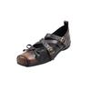 Polierte neue Retro-Gürtelschnalle Ballerinas Damen Flats Mary Jane Schuhe Nieten Weiche Sohle Schleife Einzelne Schuhe Damen