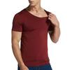 Men's Ice Silk T-Shirts Casual Short Sleeve Sports Tee Summer Breathable Moisture V-Neck Undershirt Top