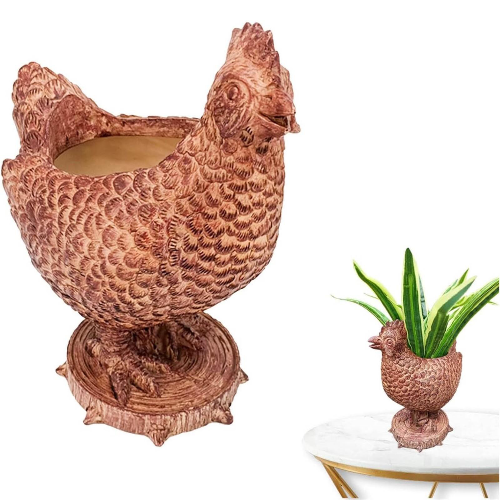 

Chicken Planter Cute Succulent Flower Planters Cartoon Bonsai Plant Holder Resin Succulent Pot For Patio Balcony Home Decor Khaki хаки