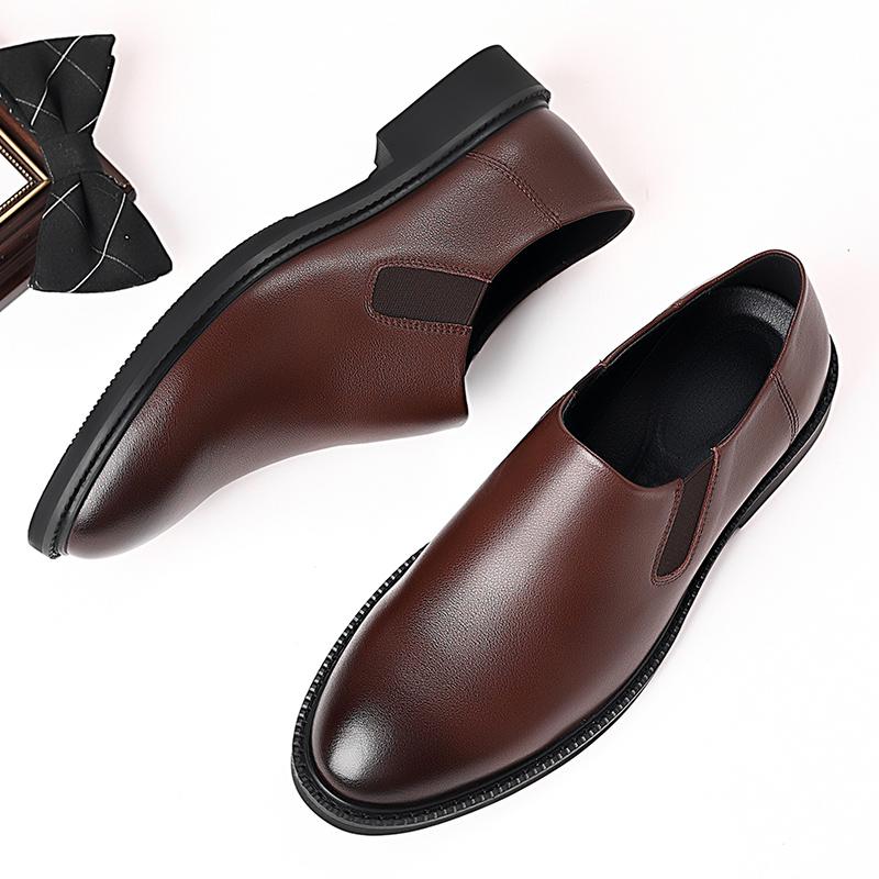 Fashion Spring Autumn Hot Selling Men's Leather Casual Shoes Classic Brown Versatile Men's Business Dress Shoes Commuting Work Shoes