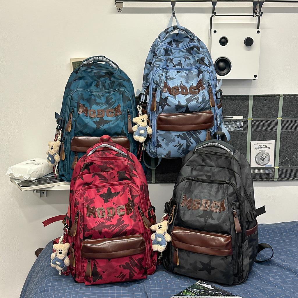Schoolbag new load-reducing large-capacity backpack college student leisure travel backpack commuter backpack tie-dye schoolbag computer