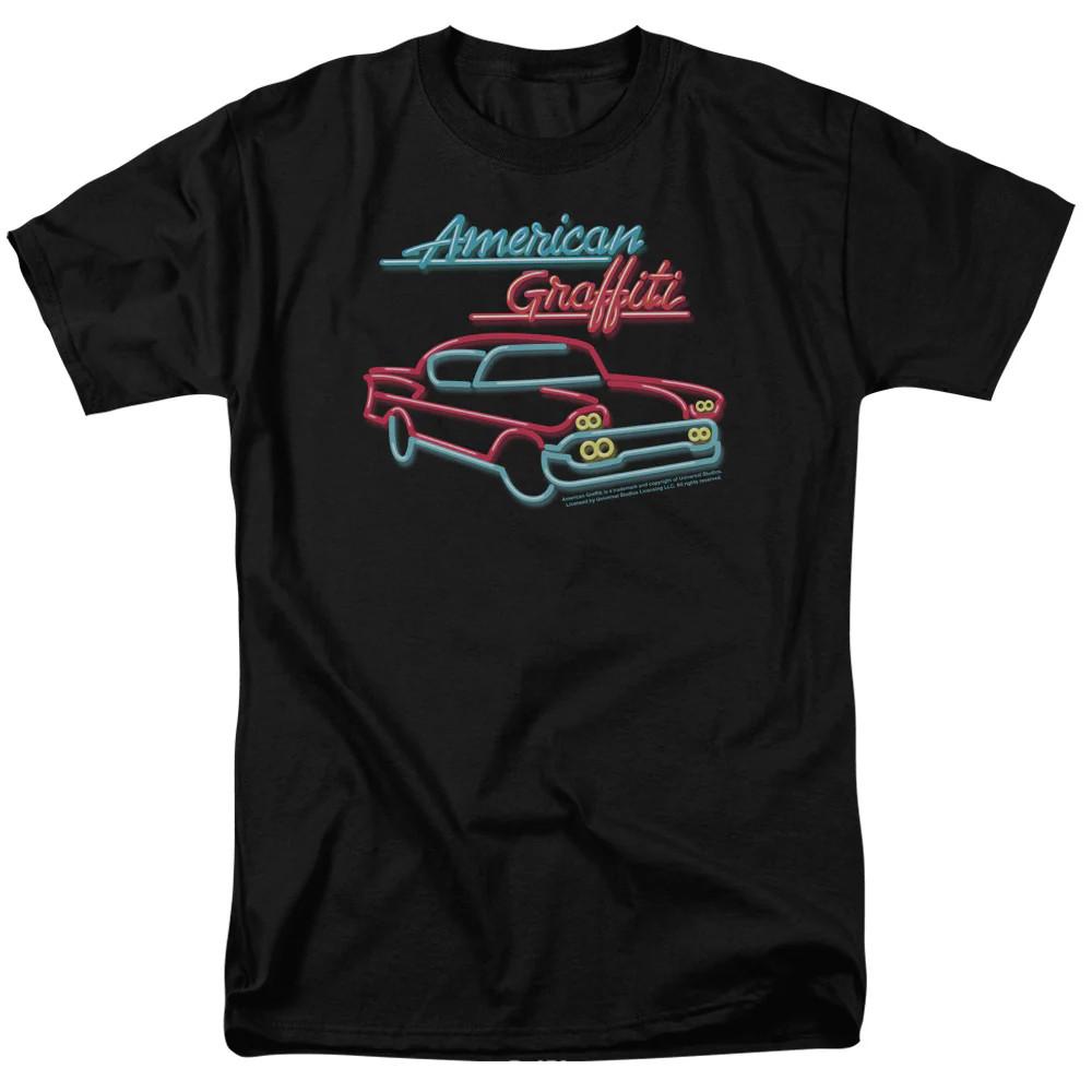 

American Grafitti Neon Mens T Shirt Black Officially Licensed L