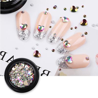 Nail Art Glass Diamond Acrylic Love Heart Flat Diamond Nail Jewelry Shiny Sticker Diamond