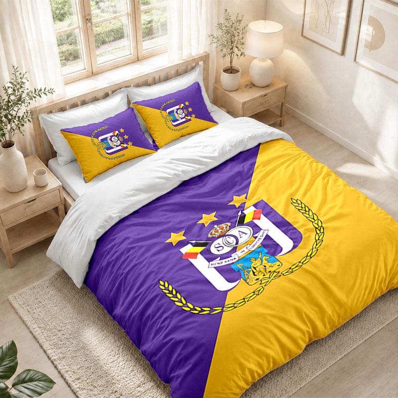Bedding Set 1 Duvet Cover 2 Pillowcases Anderlecht FC Print Bedroom Home Decoration