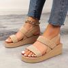 Ladies, Adjustable, Open Mouth Sandals, Breathable Fabric Surface, Lightweight EVA Sole, Outdoor Shoes, Cross Design, Soft Insole, Casual Shoes
