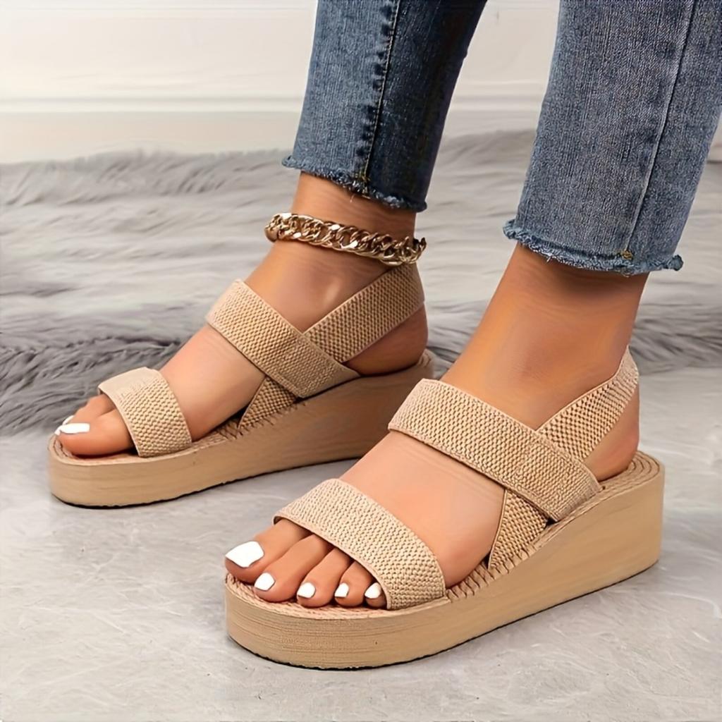 Ladies, Adjustable, Open Mouth Sandals, Breathable Fabric Surface, Lightweight EVA Sole, Outdoor Shoes, Cross Design, Soft Insole, Casual Shoes