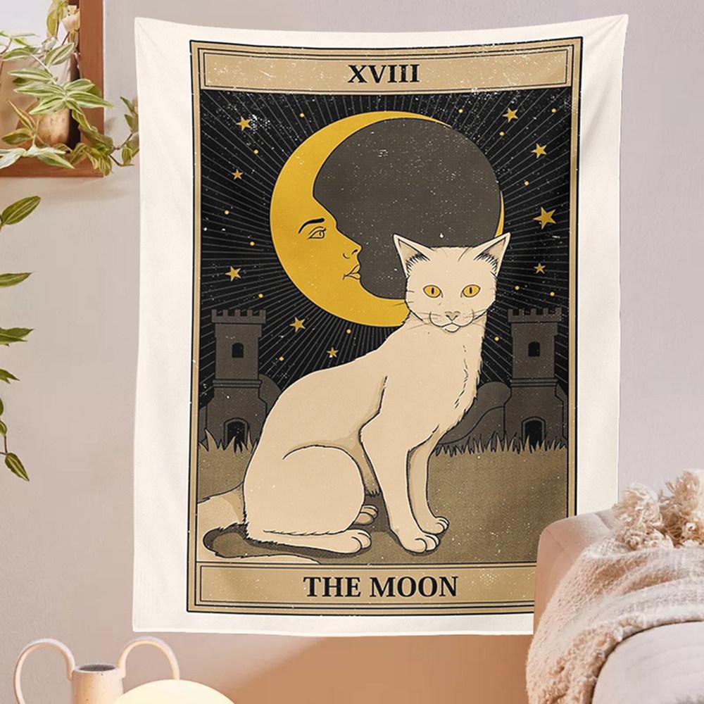 

Vintage Bohemian Cat Wall Tapestry Artistic Home Decor for Bedroom Dorm Bedside Hanging Cat Theme Decor 74x94cm(29x37in)
