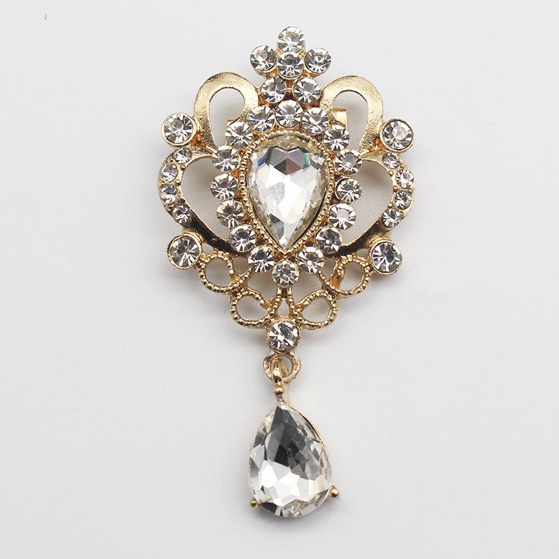 Neue goldene Retro-Kristallbrosche, Wassertropfen-Strassschmuck, Kleidung kann hochwertige leichte Luxusbrosche sein