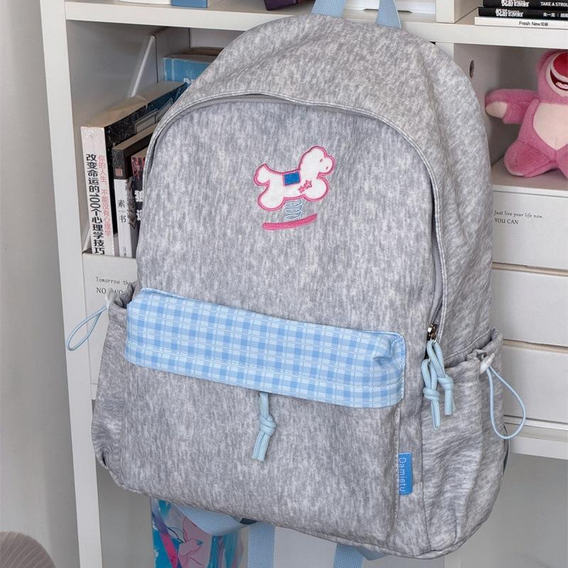 Schoolbag new fresh and sweet plaid backpack junior high school students casual simple light commuting versatile large capacity backpack
