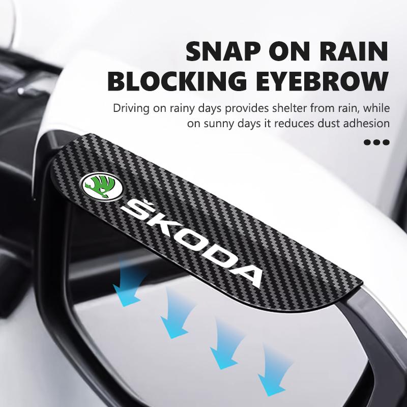 For Skoda Carbon Fiber Snap-On Car Rearview Mirror Rain Eyebrow Octavia A5 A7 RS Fabia Superb Rapid Karoq Xknp33