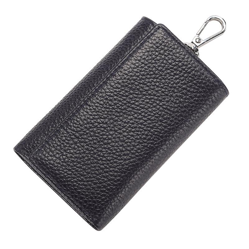 

Кошелек для ключей из кожи личи с тройным сложением и отделениями для нескольких карт