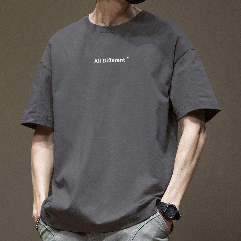 Short Sleeved T-shirt for Men Summer Pure Cotton Trendy Brand Base White Loose Casual T-shirts