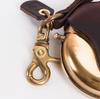 Portable Ashtray Butt Holder Leather Brass Stylish Keychain Leather Multi Case Present Clamp Black [Cramp] Men's
