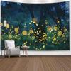 Fantasy Night Forest Tapestry Lightning Bugs Fireflies Glow Wall Art Magical Gift for Friends Family Decor