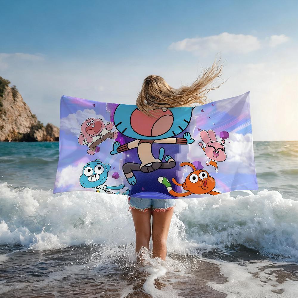 Cartoon W-World Of G-GumballS Handtuch Schnelltrocknend Strandhandtücher Sind Geeignet Für Schwimmbäder Camping Yoga Und Das Fitnessstudio