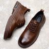 Spring Derby Shoes Men's Low Top Martin Boots Round Head Big Head Shoes Black Tooling Shoes Platform Casual Leather Shoes