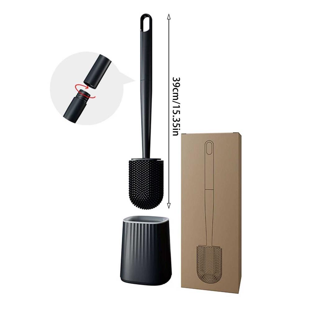 Soft Rubber Toilet Brush With Detachable Handle Wall Mounted Cleaning Tool For Home Use