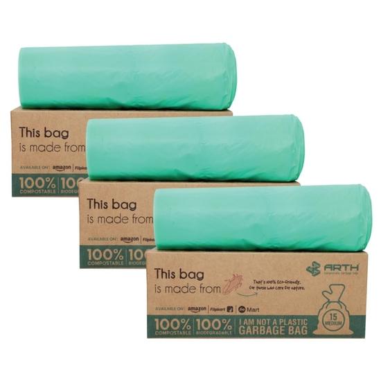 ARTH Dog Poop Bag | 45 Count 15X3 Pack 19x21 Inches | Compostable Poop Bags for Dogs & Cats | Strong & Leak Proof Potty Picker